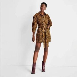 Future Collective x Kahlana Barfield Brown Size 6 Leopard Utility Denim Dress